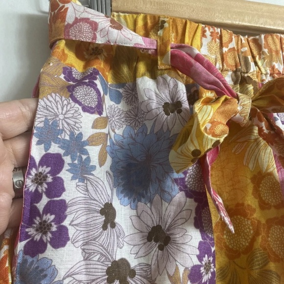 JOHNNY WAS -$130 Sherrie Jade  Linen Easy Short Elastic Waist Tie Floral XS NEW! - Picture 4 of 7